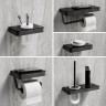 Бумагодержатель LEMARK GLASS LINE двойной с полкой чёрный/чёрное стекло 9722042