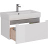 Тумба LEMARK BUNO MINI 80 см под раковину, подвесная, 1 ящик, белый глянец LM05BM80T
